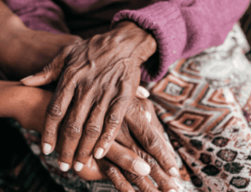 young hands and old hands.