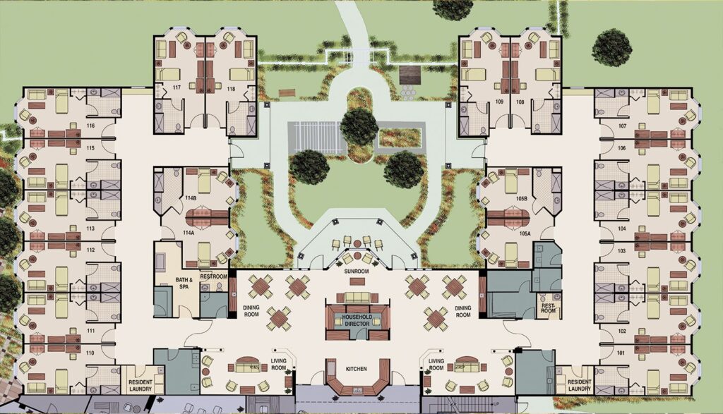 bird's-eye-view (floorplan) of the Parc Provence "Village" layout.
