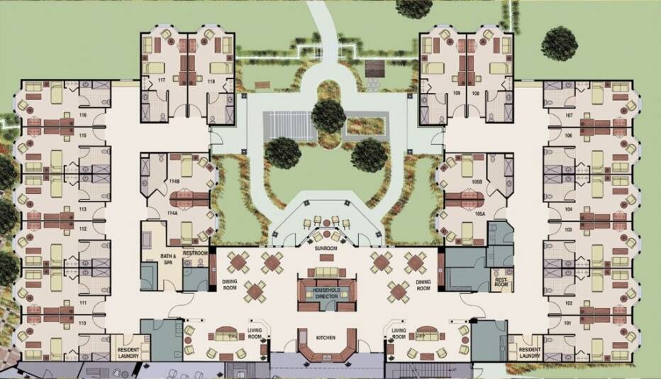 bird's-eye-view (floorplan) of the Parc Provence "Village" layout.