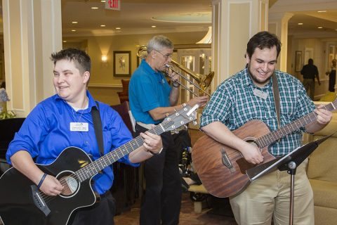 Parc Provence Music Therapists Stephanie Bobcik and Nathan Avilez