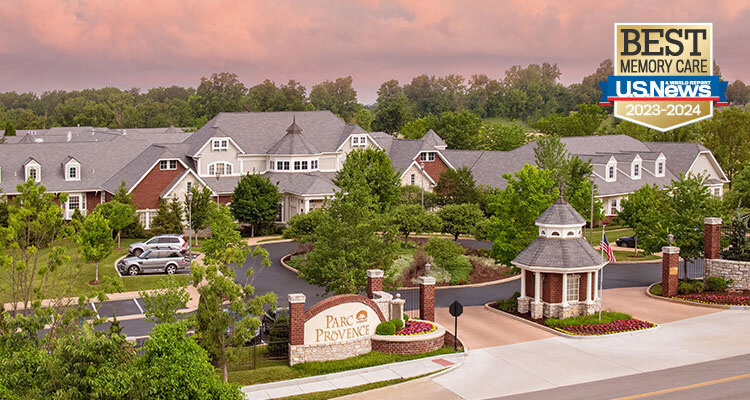 Arial view of Parc Provence, recognized by US News as a “Best in Memory Care” provider.